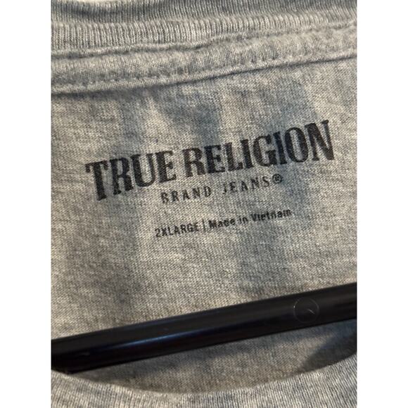 TRUE RELIGION - Men's Oversized Buddha Crew Tee - Gray, Size 2XL - Picture 2 of 7